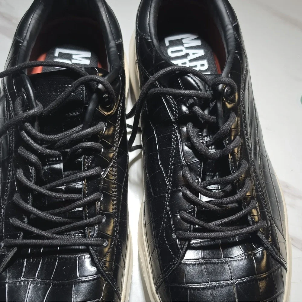 Mario Lopez Cruz Black Croc/Off White Sneakers Men's US 10 Casual Shoes